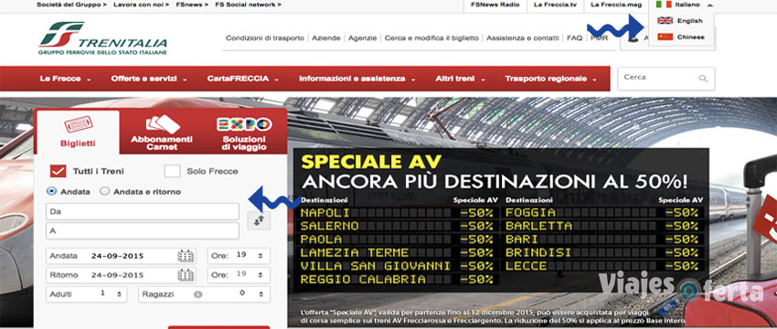 Compra Online billetes de tren Trenitalia